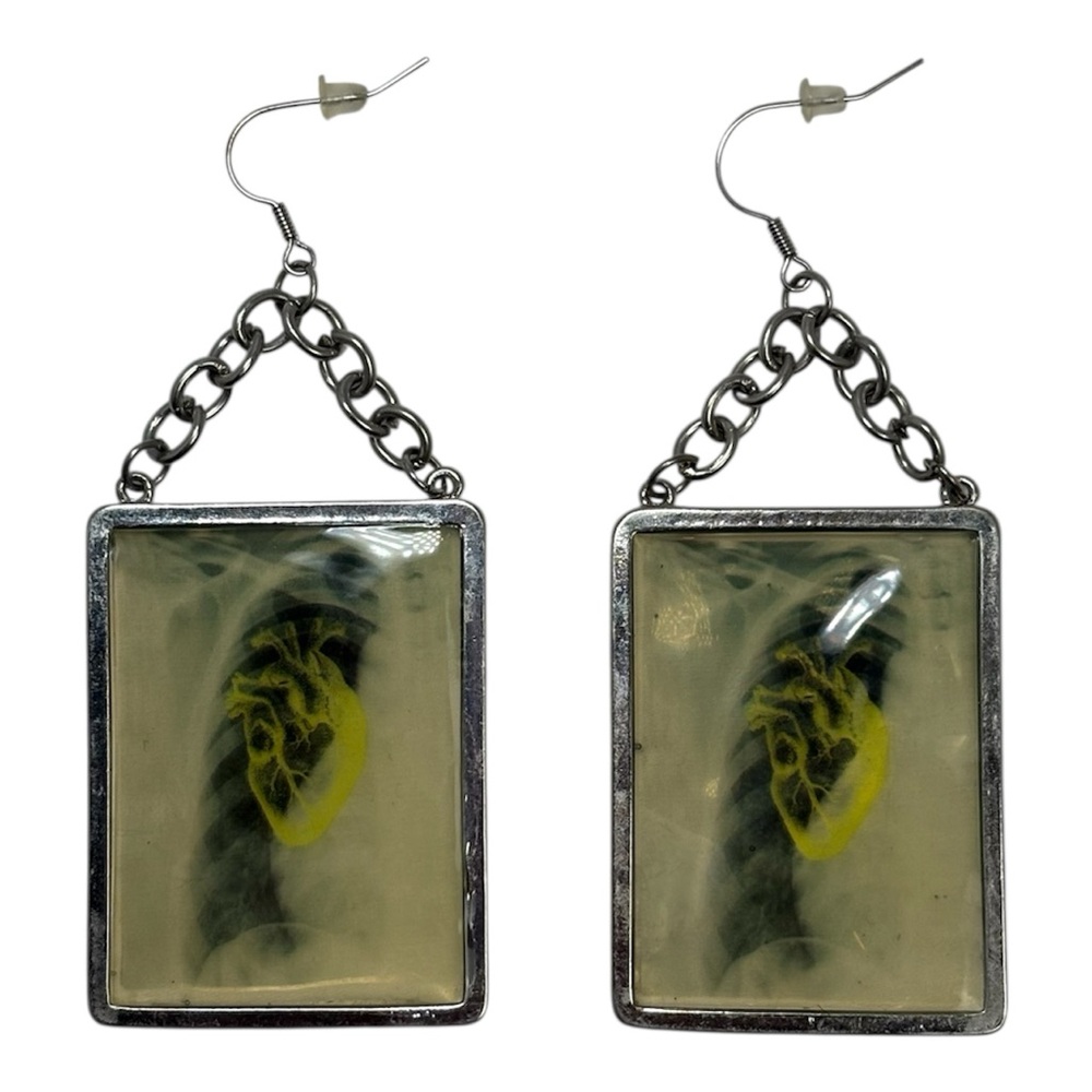 Dolls Kill X-Ray Heart Chain Earrings